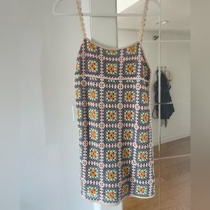 Zara mini floral knit dress